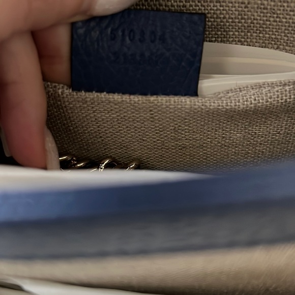 ๐ฏ% Auth Gucci Interlocking GG Crossbody Bag Blue Leather NEW - Picture 7 of 12